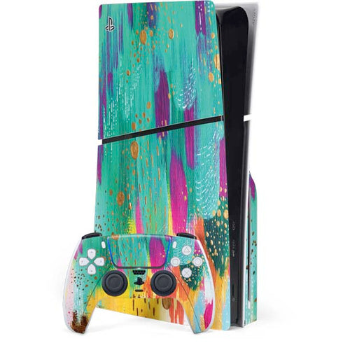 Turquoise Brush Stroke by Etta Vee PlayStation PS5 Skins